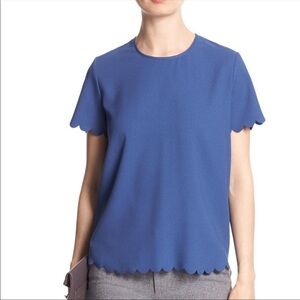 Banana Republic blue scalloped edge blouse